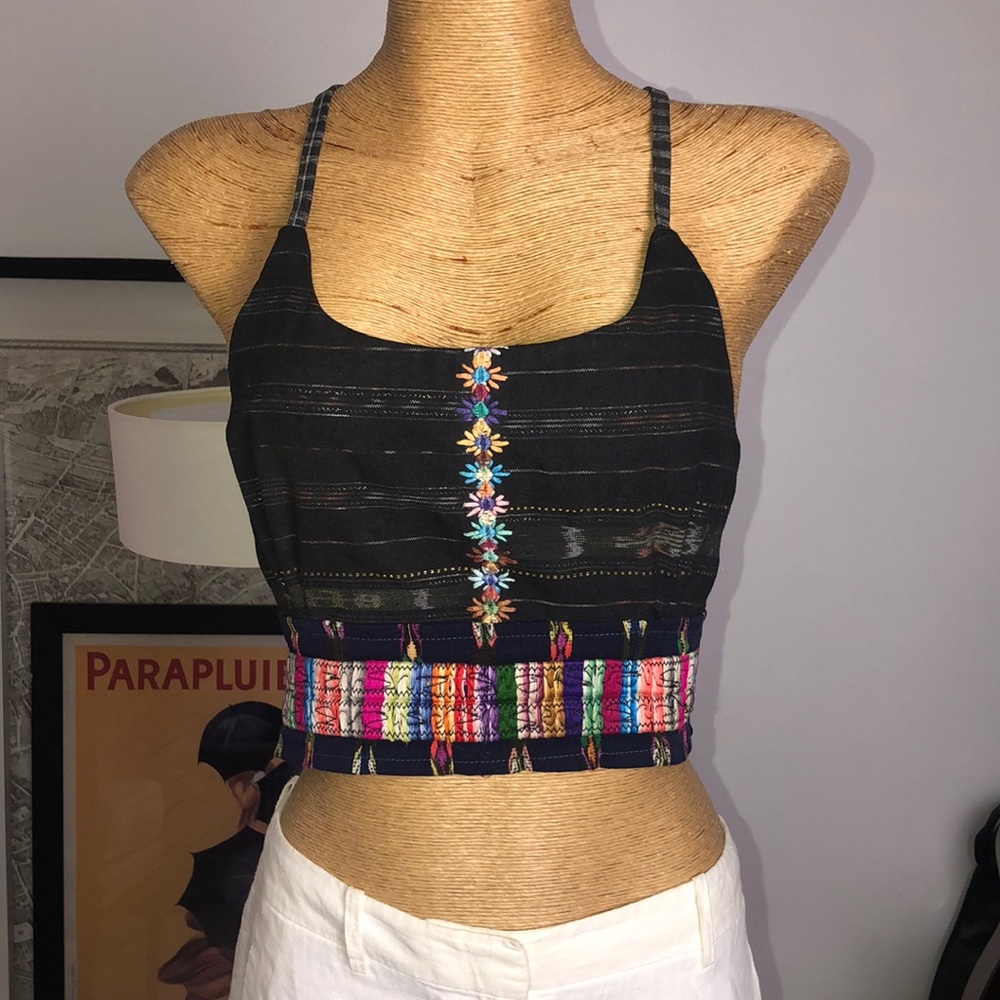 MOKSHA exotic embroidered tribal top Size one  adjustable straps